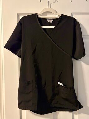 Crazy Scrubs Black Tie V-Neck Short Sleeve Top